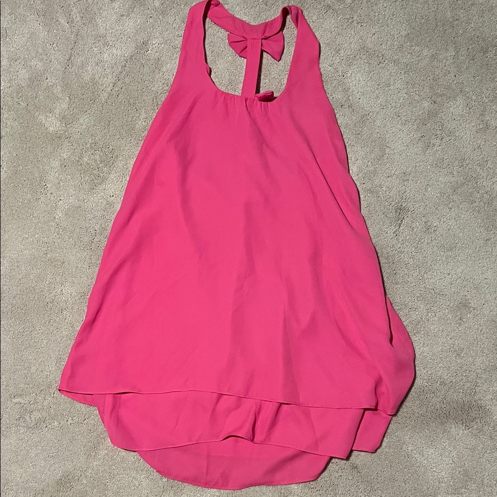 bright pink size medium lucy love tank top with bow detail